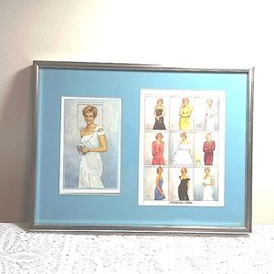 Vintage 1997 Princess Diana Limited Collection Stamps Framed Wall Art